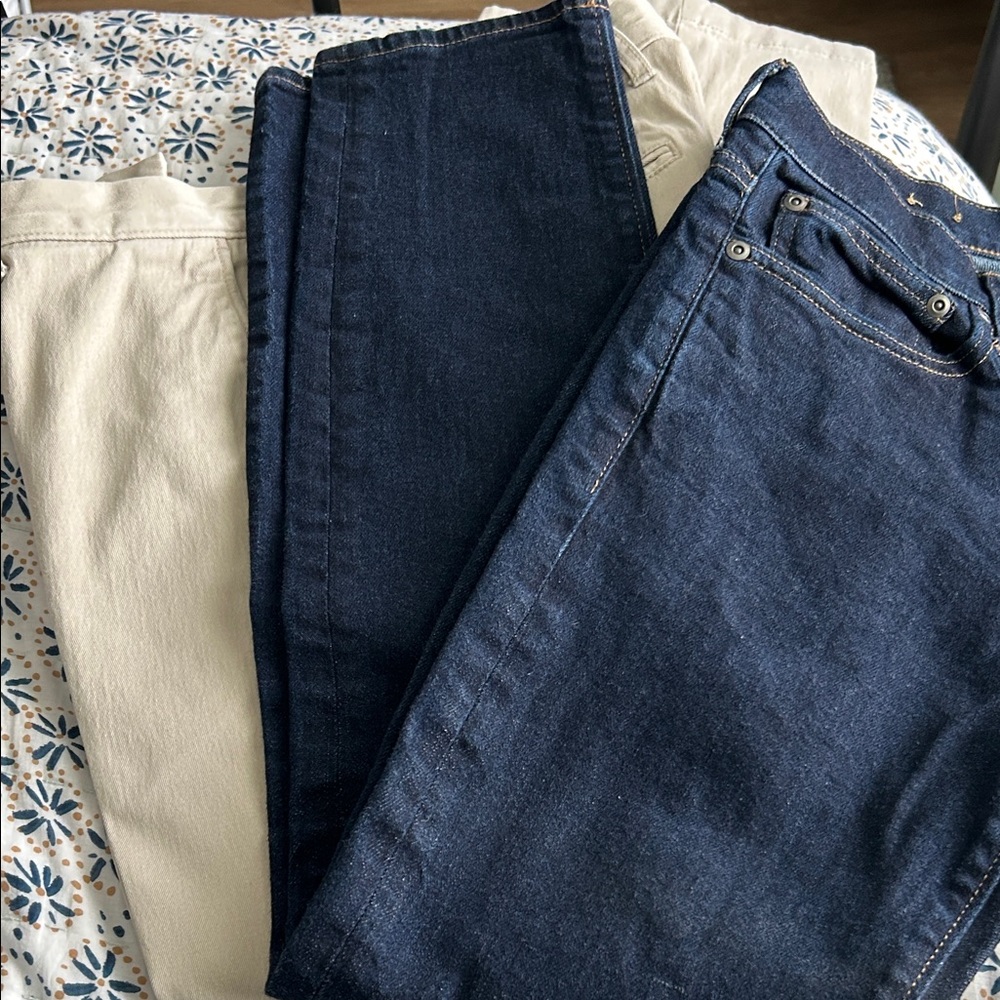 J. Crew Navy and Beige Denim